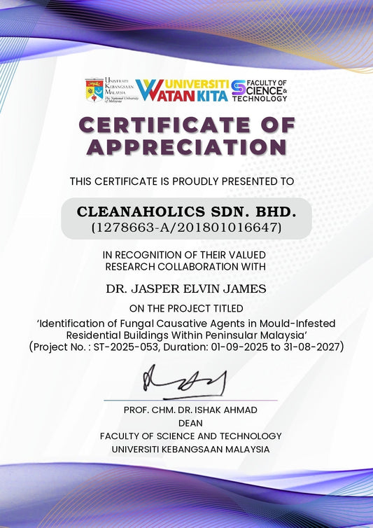Cleanaholics® Receives Research Appreciation from Universiti Kebangsaan Malaysia for Advancing Mould Science in Malaysian Homes